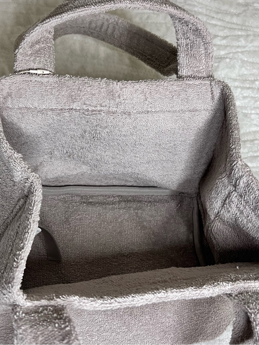 SKIMS Stone Terry Small Tote - Plush Top-Handle Bag - Picture 5 of 7